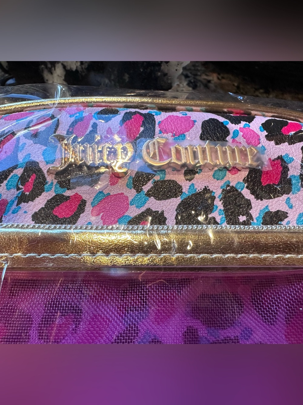 Juicy Couture Pink Black Leopard Print Cosmetic Case / Travel Bag Set NWT - Picture 8 of 9